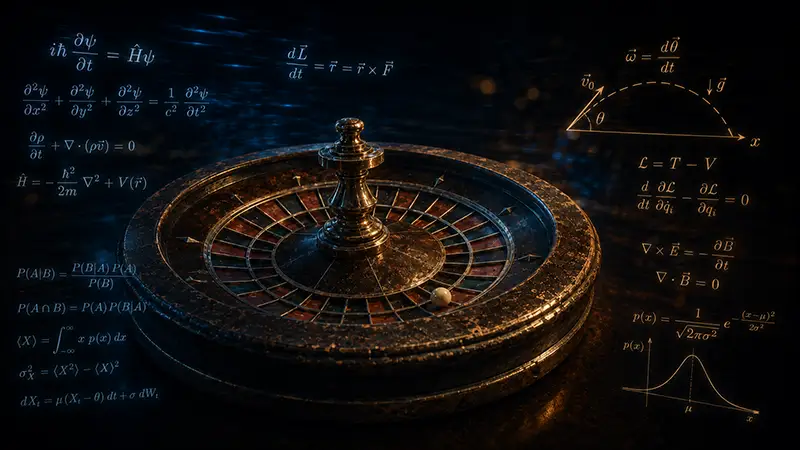 Cilindar i formule fizike ruleta Rulet cilindar sa lebdećim formulama koje prikazuju fiziku i matematiku kretanja kuglice